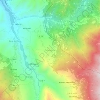 Carte topographique Selvapiana, altitude, relief