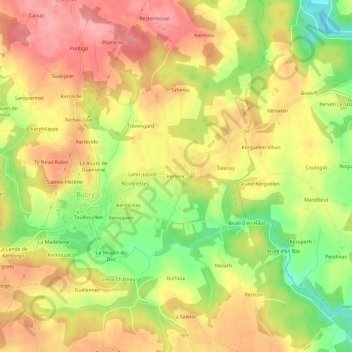 Carte topographique Kerlévic, altitude, relief