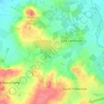 Carte topographique Mid Lambrook, altitude, relief