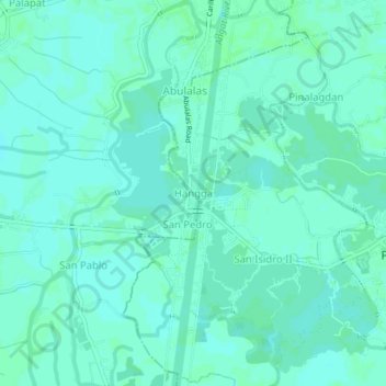 Carte topographique Hangga, altitude, relief