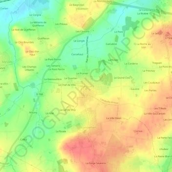 Carte topographique Maroué, altitude, relief