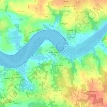 Carte topographique Vieille Roche Nord, altitude, relief