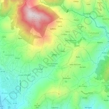 Carte topographique Golzio, altitude, relief