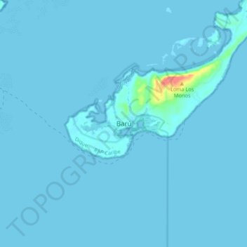 Carte topographique Barú, altitude, relief