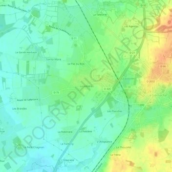 Carte topographique La Voltière, altitude, relief