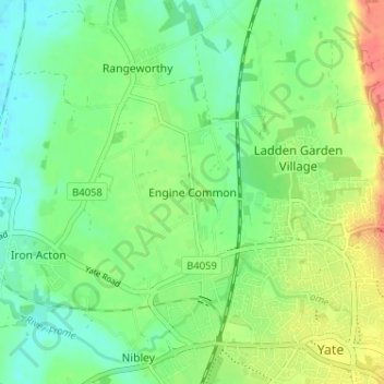 Carte topographique Engine Common, altitude, relief
