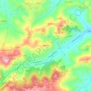 Carte topographique Monchio, altitude, relief