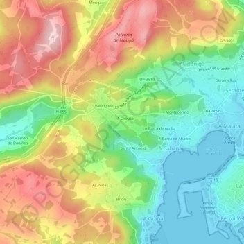 Carte topographique Balón, altitude, relief