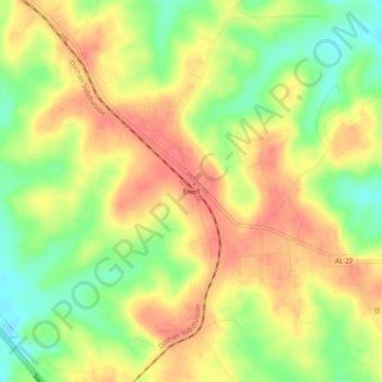 Carte topographique Ewell, altitude, relief