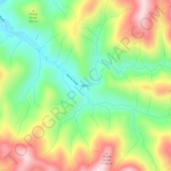 Carte topographique Alarka, altitude, relief