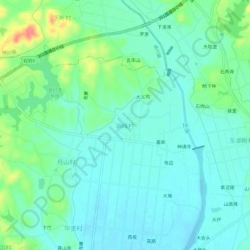 Carte topographique 涧峰村, altitude, relief