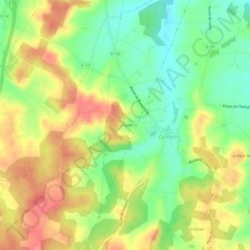 Carte topographique La Torte, altitude, relief