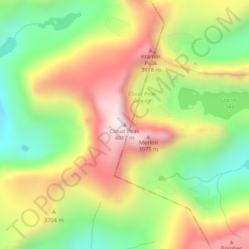 Carte topographique Cloud Peak, altitude, relief