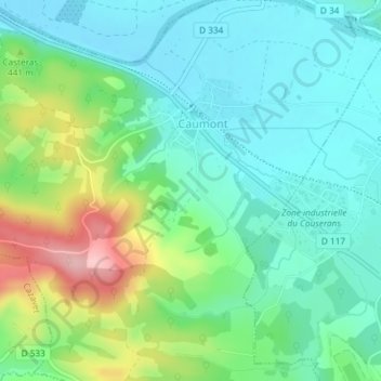 Carte topographique Illous, altitude, relief
