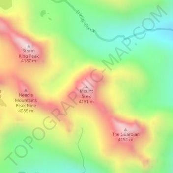 Carte topographique Mount Silex, altitude, relief