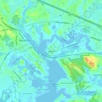 Carte topographique Oakdale, altitude, relief