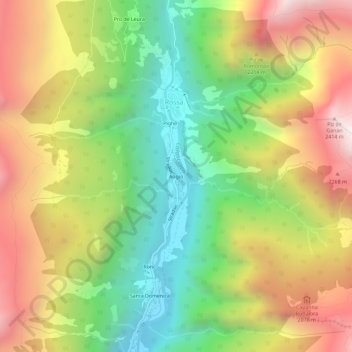 Carte topographique Augio, altitude, relief