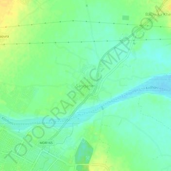 Carte topographique Sanganer, altitude, relief