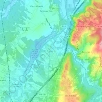 Carte topographique Tornada, altitude, relief