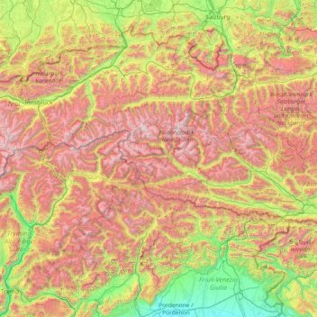 Carte topographique Lienz, altitude, relief