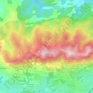 Carte topographique El Pevidal, altitude, relief