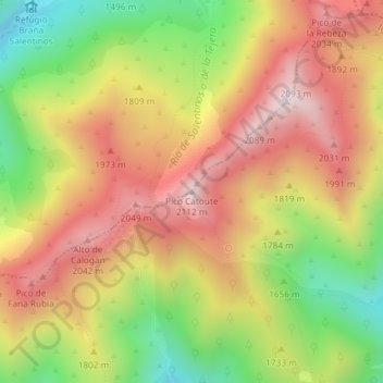 Carte topographique Pico Catoute, altitude, relief