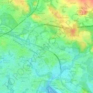 Carte topographique Bourgerel, altitude, relief
