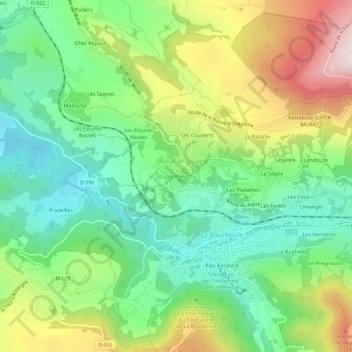 Carte topographique Les Pans, altitude, relief