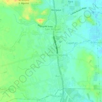 Carte topographique San Francisco, altitude, relief