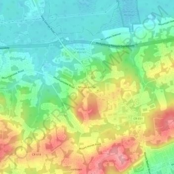 Carte topographique Mount Bethel, altitude, relief