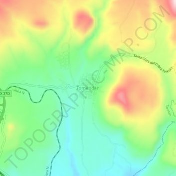 Carte topographique Tomendán, altitude, relief