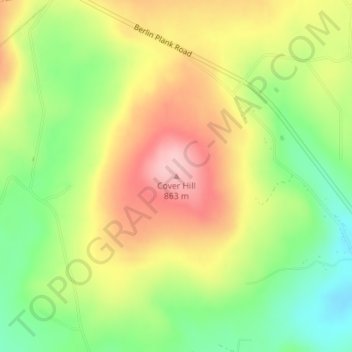 Carte topographique Cover Hill, altitude, relief