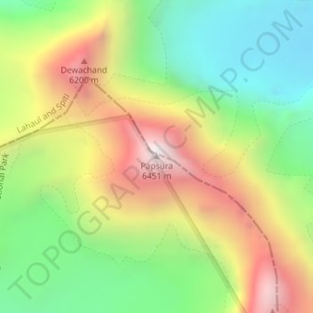 Carte topographique Papsura, altitude, relief