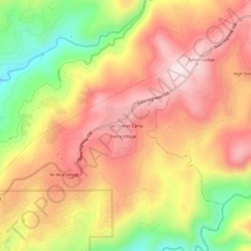 Carte topographique Tall Timber Camp, altitude, relief