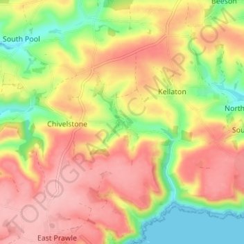Carte topographique South Allington, altitude, relief