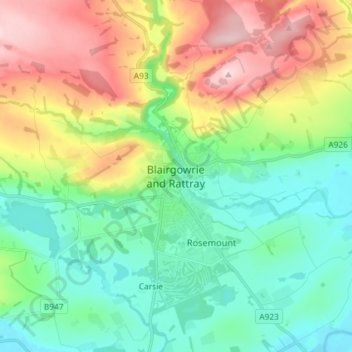 Carte topographique Blairgowrie and Rattray, altitude, relief