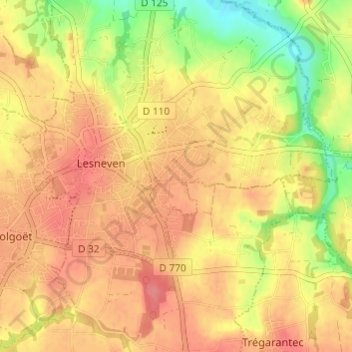 Carte topographique Poulbriant, altitude, relief