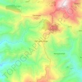 Carte topographique Okhaldhunga, altitude, relief