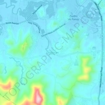 Carte topographique Dinginan, altitude, relief