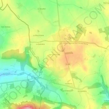 Carte topographique Les Communes, altitude, relief