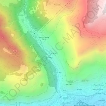 Carte topographique Perrianaz, altitude, relief