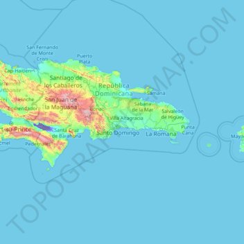 Carte topographique Santo Domingo, altitude, relief