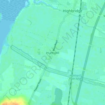 Carte topographique Huntspill, altitude, relief