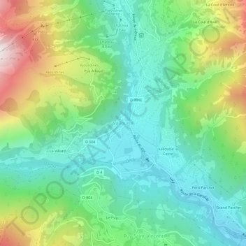Carte topographique Vallouise, altitude, relief