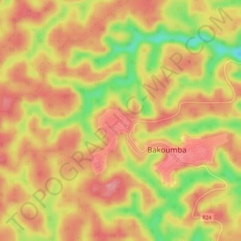 Carte topographique Bakoumba, altitude, relief