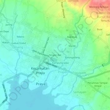 Carte topographique Tengari Bat, altitude, relief