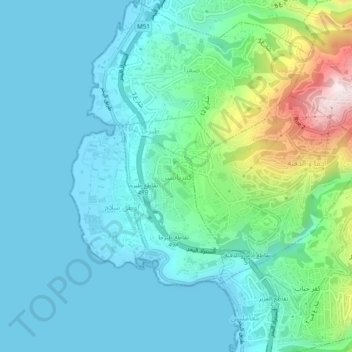 Carte topographique Kfar Yassine, altitude, relief