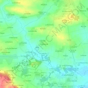 Carte topographique Saint-Jacques, altitude, relief