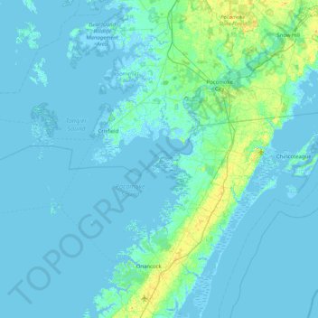 Carte topographique Saxis Island, altitude, relief