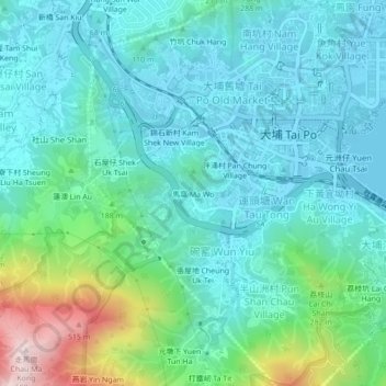 Carte topographique Ma Wo, altitude, relief